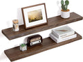 Floating Shelves for Wall Decor, Rustic Solid Elm Wood Live Edge Floating Shelves Wall Mounted, Wall Shelves with Invisible Bracket for Living Room Bathroom Bedroom Kitchen, 36 Inch Set of 2, Walnut-Ruum Studio Home