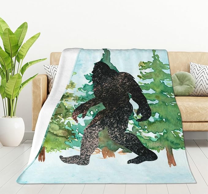 HGOD DESIGNS Sasquatch Watercolor Flannel Fleece Bed Blanket Throw Blanket Lightweight Cozy Plush Blanket for Bedroom Living Rooms Sofa Couch 40"x50"-Ruum Studio Home