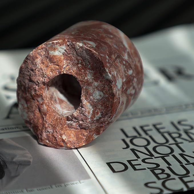 Travertine Candle Holder - Handmade Marble Candlestick Holder for Taper Candle - Vintage Small Stone Candle Sticks Holder Decor for Table Centerpieces, Wedding, Party, Fits 3/4 Inch Thick Candle-Ruum Studio Home