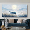 Oversized Large Living Room Wall Art, Blue Wall Decor for Bedroom, Modern Nautical Ocean Beach Seascape Nature Picture Sailboat Moon Lake Mountain Canvas Print Relaxing Serene Coastal Rustic Artwork-Ruum Studio Home