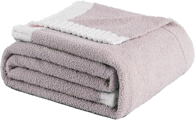 Soft Fuzzy Throw Blanket - Light Grey Cozy Warm Knit Fluffy Plush, Lightweight & Breathable, Throw for Bed, Chair, Sofa, Couch, Outdoor, 50"X60", Oeko-TEX Certified-Ruum Studio Home