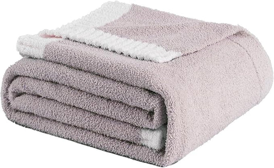 Soft Fuzzy Throw Blanket - Light Grey Cozy Warm Knit Fluffy Plush, Lightweight & Breathable, Throw for Bed, Chair, Sofa, Couch, Outdoor, 50"X60", Oeko-TEX Certified-Ruum Studio Home
