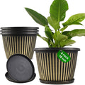 16 inch Large Planter Indoor Outdoor Plant Pots, 4 Pack Plastic Flower Pots with Saucer And Drainage Holes, Modern Garden Planters For Planting Medium Large Plants, Decorative Resin Garden Pots-Ruum Studio Home