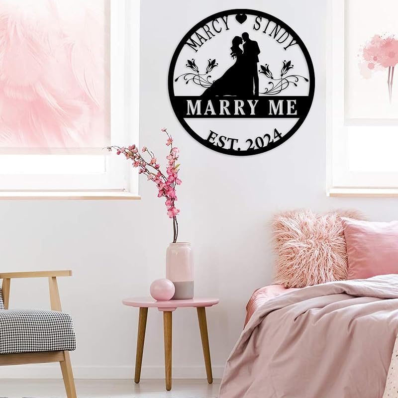 Personalized Wedding Gifts | Custom Metal Signs| Couples Gift for Her | Wedding Date Sign | Engagement Gift | Anniversary Gift | Bridal Shower Gift | Wedding Anniversary Gift | Metal Art-Ruum Studio Home