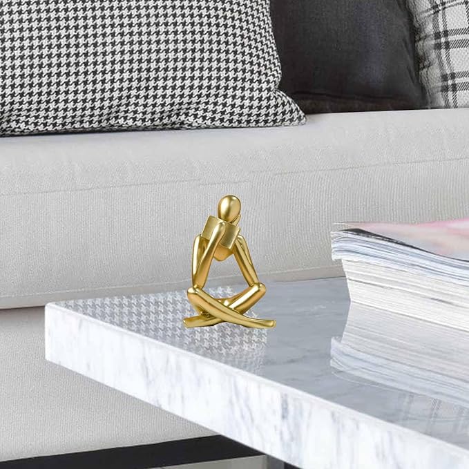 Bookshelf Decor Thinker Statue - Abstract Style Thinker Sculptures Modern Aesthetic Figurine Decoration Statues for Home Decor-Right Thinking-Gold-Ruum Studio Home