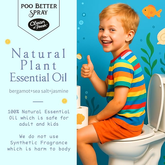 Clean-n-Fresh Toilet Spray, Ocean Mist, Air Freshener Bathroom Spray, Toilet Bathroom Odor Deodorizer, 6.8 Fl.Oz - Sea Salt, Jasmine & Bergamot-Ruum Studio Home