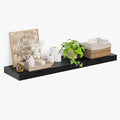 Heimlove 12 Inch Deep Floating Shelves, 55 x 12 inches Long Wall Shelf, Large Extra Display Shelf & Storage Shelf, Rustic Wood Wall Shelves for Fireplace Mantel, Set of 1(Black)-Ruum Studio Home