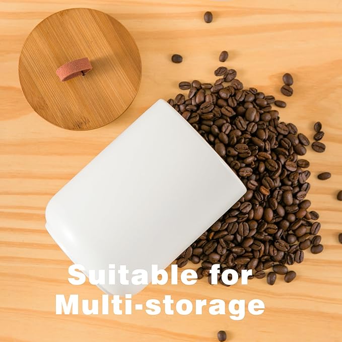Ceramic Canister Set for Kitchen, 3pcs White Ceramic Kitchen Canisters for Countertop with Airtight Wood Lids, Large Flour and Sugar Containers for Coffee, Tea, Spice-Ruum Studio Home