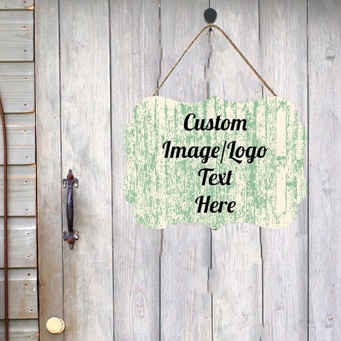 Personalized Wooden Welcome Sign Front Door Decor Personalized Home Sign Door Decorations Customized Image/Text Hanging Door Sign Farmhouse Decorations for Home Office 11.2 * 8 Inch-Ruum Studio Home