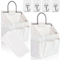 2pcs Small Wall Hanging Organizer Bag, Linen Fabric Door Hanging Storage Basket with Pockets, Waterproof Bin for Kitchen, Bedroom, Office, RV Camper (White)-Ruum Studio Home