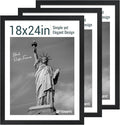 18x24 Poster Frame 3 Pack - Black Woodgrain, Solid Wood Gallery Picture Frame - Wall Hanging-Ruum Studio Home