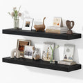 Dreamland 40 Inches Floating Shelves for Wall, 9.3" Deep Long Floating Shelves Set of 2, Large Display & Storage Shelf, Wall Shelf for Bathroom Bedroom Living Room Kitchen Office, Black-Ruum Studio Home
