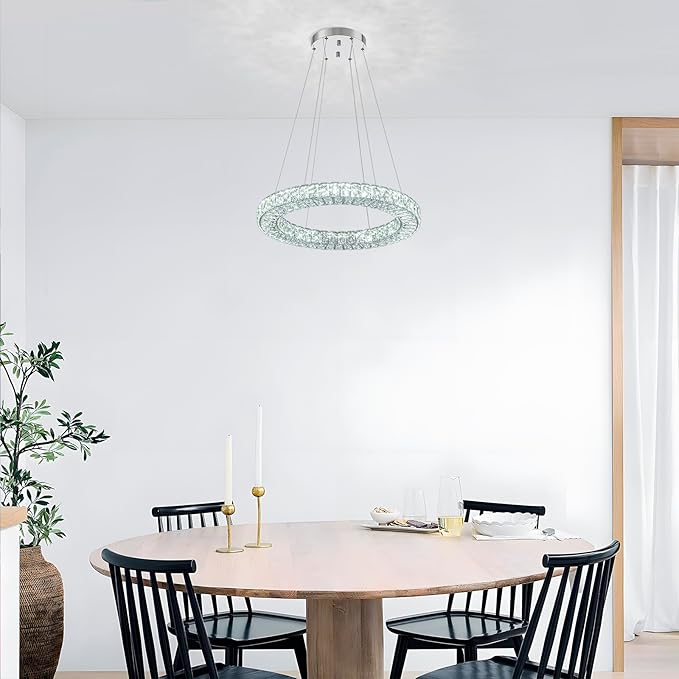 22" Chandelier Crystal Chandeliers Ceiling Light Fixture with Remote Control Flush Mount Ceiling Lights for Living Room Dining Room Bedroom(dimmable)-Ruum Studio Home