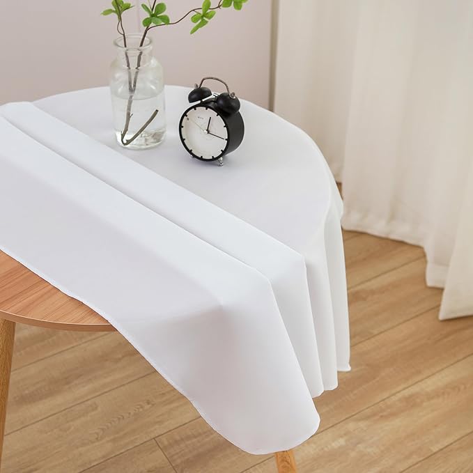 sancua Small Square Tablecloth 36 x 36 Inch White (Fits 20-30 Inch Tables), Stain and Wrinkle Resistant Washable Fabric Table Cloth for Dining Party Table Cover for Nightstand End Bedside Tables-Ruum Studio Home