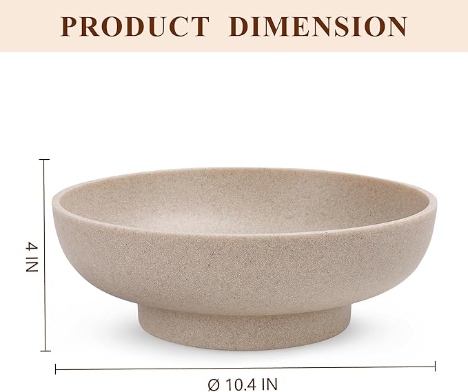 Large Decorative Bowl, Modern Handicraft Resin Bowls for Home Decor, Decorative Fruit Bowl for Kitchen Counter, Stylish Key Bowl for Entry Table, Artificial Stone Resin Beige-Ruum Studio Home