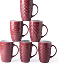 AmorArc Extra Large Coffee Mugs Set of 6, 20oz Ceramic Tall Coffee Mugs with Textured Geometric Patterns for Latte/Tea/Beer/Hot Cocoa, Dishwasher & Microwave Safe, Burgundy-Ruum Studio Home