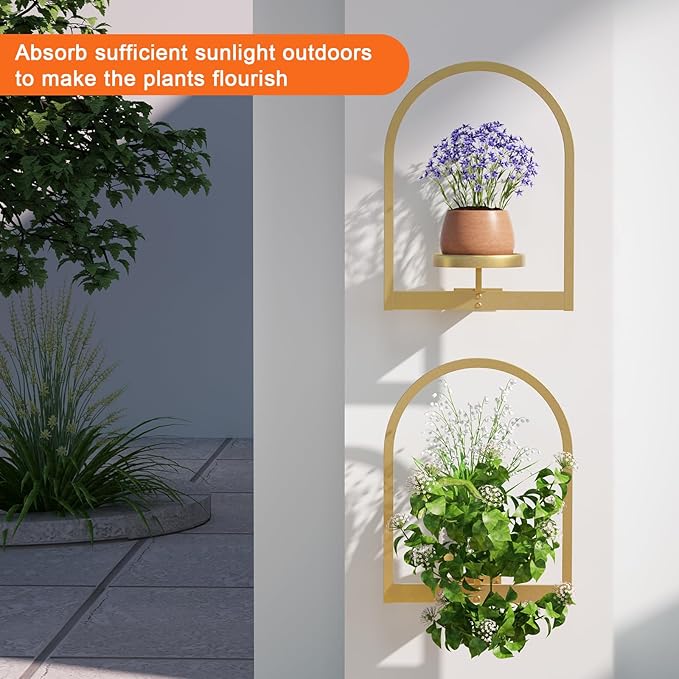 Wall Plant Holder, Wall Planter for Indoor Plants, Window Plant shelves for Multiple Plants Indoor Outdoor, Framed Plant Holder for Home Decor (3 Pack)-Ruum Studio Home