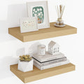16 Inch Floating Shelves, 3D Textured Wood Grain, 16"x9.25"x1.5" Inch Deep Floating Shelves for Wall, Wooden Shelves for Bathroom, Bedroom, Living Room, Natural-Ruum Studio Home