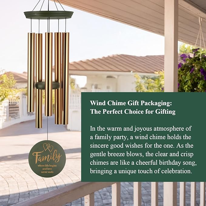 Wind Chimes for Outside, Large Outdoor Windchimes with Engraved Tree of Life, Premium Tuned Metal Chimes for Mother/Grandma, Home & Garden Decor with Soothing Tone-Ruum Studio Home