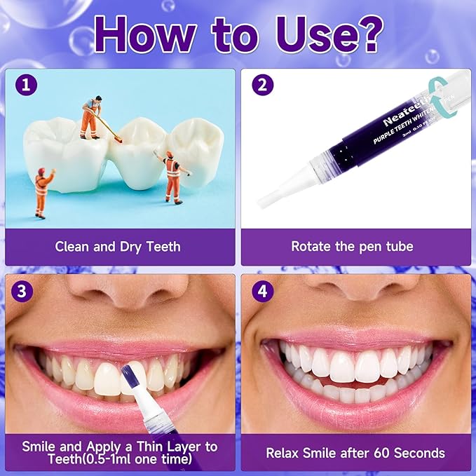 Teeth Whitening Pen 3 Packs Purple Toothpaste for Teeth Whitening Gel Color Correcting Whiter Gels Pen for Sensitive Teeth Essence Pen for Coffee/Smoking Stains-Ruum Studio Home