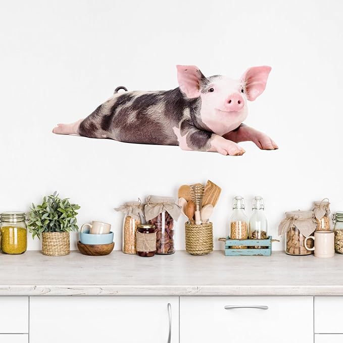Funny Piggy Wall Window Stickers True Pig Wall Decals Peel and Stick Cute Pig Wall Stickers Removable Funny Animals Decals Gifts for Farmhouse Nursery Kitchen Kids Bedroom Playroom Décor-Ruum Studio Home