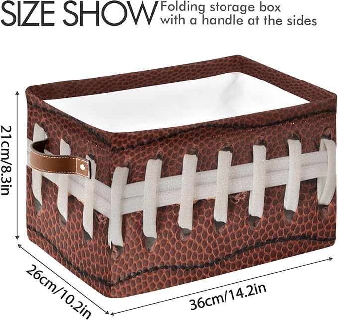 Storage Basket Bin American Football Cool Organizer Basket Collapsible Shelf Basket Cube with handle for Nursery Bedroom Bathroom, one sizex1-Ruum Studio Home