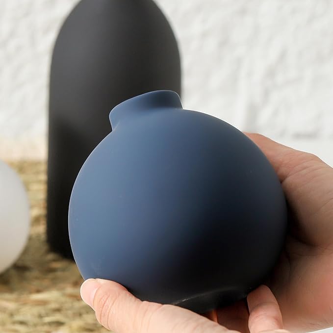 Ceramic Vase Set of 3 | Vases Home Decor | Decorative Flower Table Rustic Vase Modern Decor Vase Neutral Pottery Vases for Entryway Mantel Living Room Kitchen Bedroom -Multicolor Modern-Ruum Studio Home