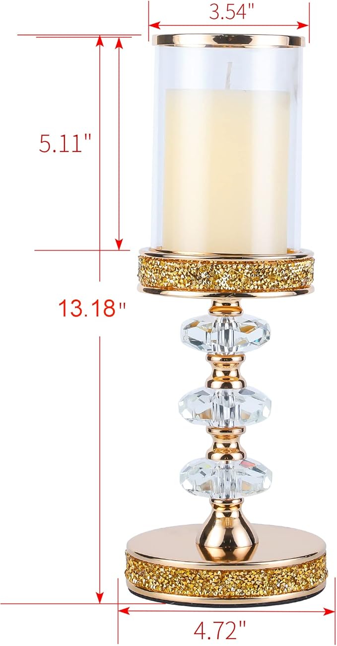 Candle Holder, Pillar Candle Holders, Crystal Candlesticks Holder for Wedding, Parties, Events, Chirstmas,Home Decor, Table Centerpieces CH028D (L)-Ruum Studio Home