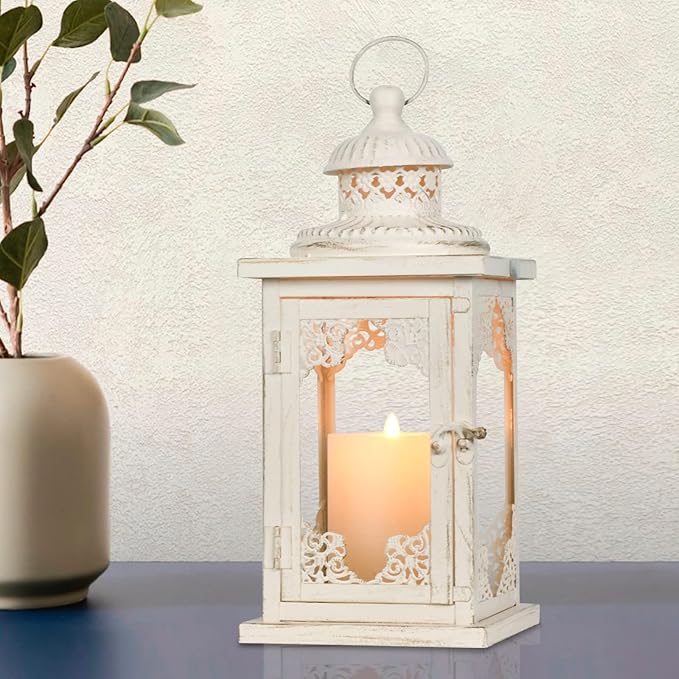 NEEDOMO Large Lanterns Decorative Indoor, 14'' Vintage Outdoor Lanterns with Clear Glass, Metal Candle Holder Lantern Rustic Farmhouse Shelf Decor for Indoor Outdoor Events Wedding and Party-Ruum Studio Home