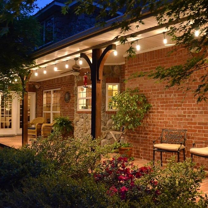 Enbrighten LED Outdoor String Lights 24ft Soft Warm White Patio Lights with Ultra-Durable Shatterproof and Waterproof Acrylic Bulbs for Balcony, Backyard, Porch, Gazebo, Deck, Party and Market, 35629-Ruum Studio Home