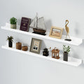 SAUMONIERES Picture Ledge Shelf Floating Book Shelves Set of 2 Wall Mounted Solid Wood for Bedroom Bathroom Living Room Kitchen, 48 Inch White-Ruum Studio Home