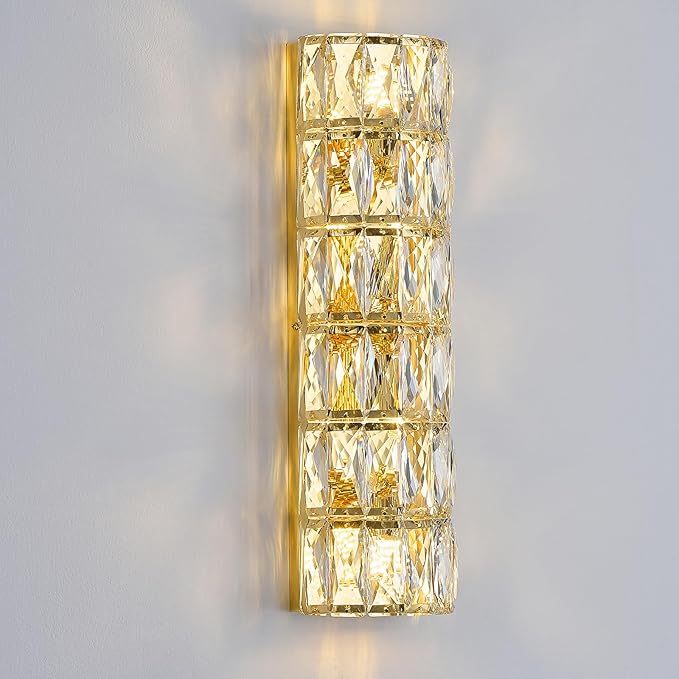 6 Layer Gold Crystal Wall Sconce, Modern Wall Lamp Light Fixture for Bathroom Vanity, Stairway, Kitchen, Living Room, Bedroom, Hallway-Ruum Studio Home