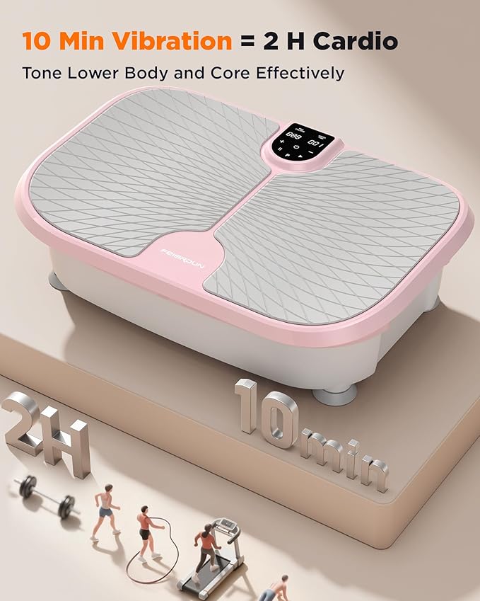 FEIERDUN Vibration Plate Exercise Machine, 400 LBS Capacity Vibration Plate for Lymphatic Drainage, Max Space for Whole-Body Workout & Relaxation at Home-Ruum Studio Home