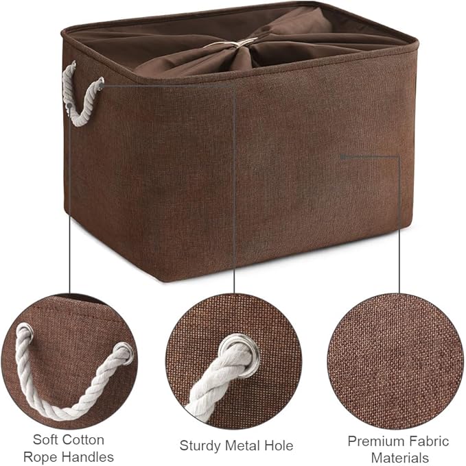TheWarmHome Organization and Storage for Organizing - Extra Jumbo 3 Pack 20.5x15.7x13.8 inch Fabric Storage Bin for Shelves, Storage cubes for Decorative Shoes Towel Blanket Closet (Brown)-Ruum Studio Home