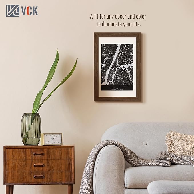 VCK 11x17 Picture Frame 3 Pack, Brown Wood Poster Frame with Exclusive Wood Grain, Wall Mounting Hanging-Ruum Studio Home