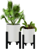 Plant Pot with Stands Set of 2, Mid Century Planters for Indoor Plants Modern Decorative Flower Pots for Balcony, Office, Living Room or Garden with Drainage Plug, 12 inch & 10 inch-Ruum Studio Home