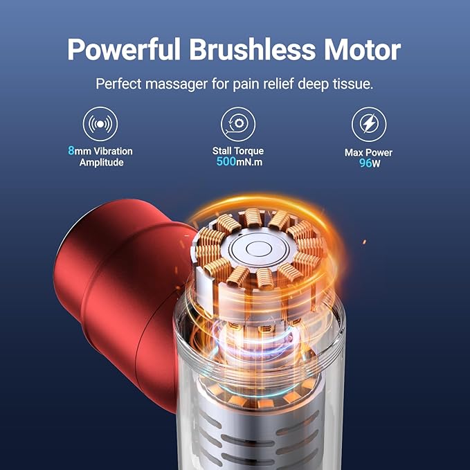 MERACH Mini Massage Gun with 8mm Amplitude, Percussion Massage Tools with 5 Massage Heads, Portable Hand Held Muscle Massagers for Pain Relief Deep Tissue, Cool Gifts for Mens and Women (Red)-Ruum Studio Home