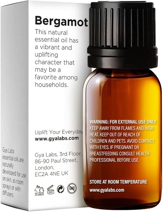 Gya Labs Bergamot Essential Oil - 0.34 Fl Oz - 100% Pure and Natural Bergamot Aromatherapy Essential Oil Uplifts Mood for Emotional Balance, Soothes Skin, Diffuser & Candle Making Scent-Ruum Studio Home