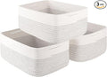 Storage Baskets for Organizing 3 Pack, Woven Baskets for Shelves, Closet Organizer Bins Empty Gift Basket Toy Storage for Toys, Books, Towels, Clothes, 15"x11.42"x6.7", White & Black-Ruum Studio Home