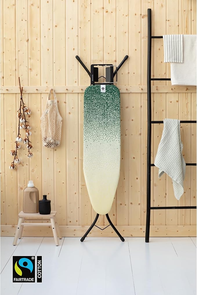 Brabantia Size A Compact Small Ironing Board (43x12 in) 7 Height Options, Adjustable Steam Iron Rest Holder (New Dawn) Non-Slip Feet, Anti-Collapse Child Locks-Ruum Studio Home