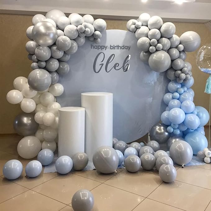 130pcs Gray Balloons Different Sizes 18" 12" 10" 5" Pastel Gray Balloons for Boys Girls Birthday Baby Shower Gender Reveal Wedding Decorations-Ruum Studio Home