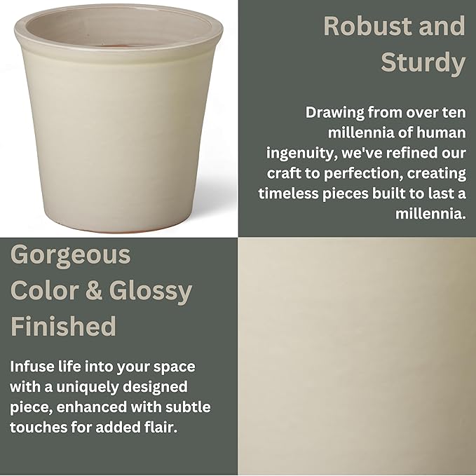 Emissary Round Stoneware Planter (Parent SKU 12012) (Cream, 13" D x 12" H)-Ruum Studio Home