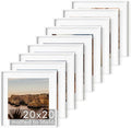 HAUS AND HUES 20x20 White Metal Picture Frames Matted to 16x16 - Features Premium Aluminum & Hanging Hardware, Shatterproof Plexiglass - Ideal for Home, Room, Office (20x20 in, White, Set of 9)-Ruum Studio Home