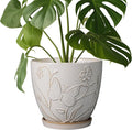 8 Inch Ceramic Pots for Plants Large Planter Pot with Drainage Hole and Saucer Round Flower Pot for Indoor Outdoor Decor, White-Ruum Studio Home