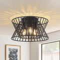 3-Lights Black Ceiling Light Vintage Geometric Chandelier Light Fixture Adjustable Metal Semi Flush Mount Lighting for Kitchen Room Dining Room Foyer-Ruum Studio Home