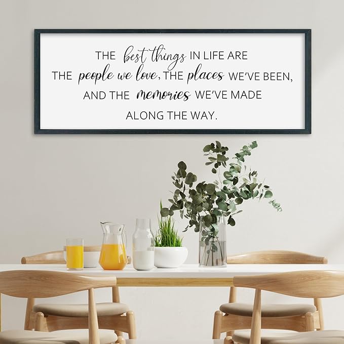 SRSZHIYUE The Best Things in Life Sign Wall Decor Art 32"×12" for family Home Bedroom Adventure Large Wood Framed Wall Hanging (Black)-Ruum Studio Home