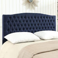 24KF Upholstered Tufted Button Linen Fabric Headboard,Comfortable Fashional Headboard King/CA King Size,Navy Blue-Ruum Studio Home