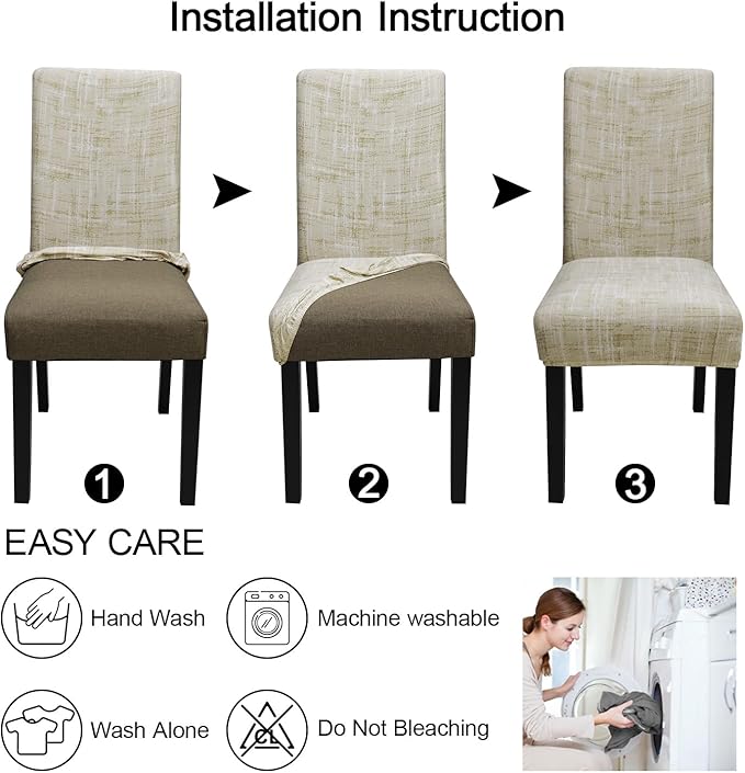 JQinHome Pattern Chair Covers Pack of 12,High Stretch Removable Washable Parsons Chair Slipcover for Home Party Hotel Wedding Ceremony (Stripe Pattern,12PCS)-Ruum Studio Home