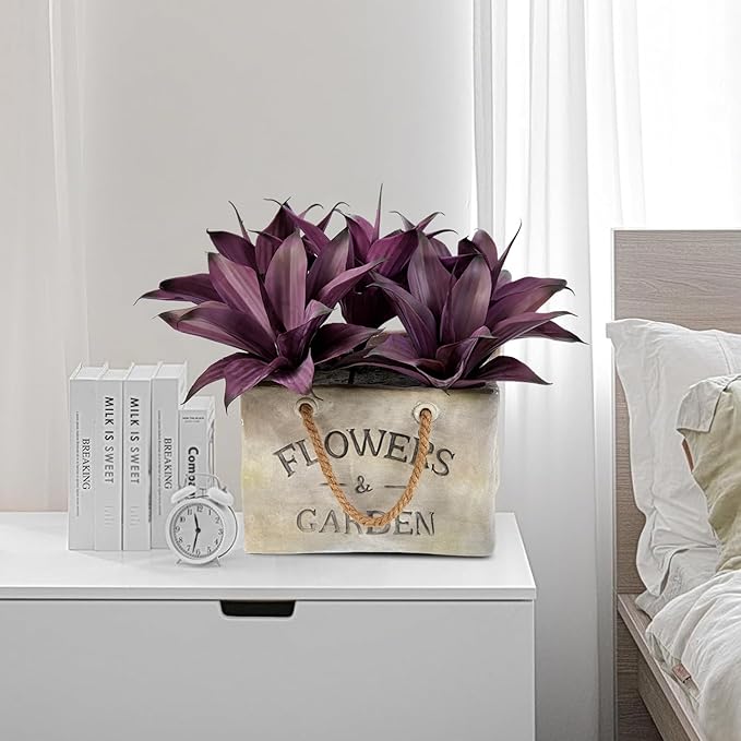 Fake Plants Artificial Agave Plants Indoor，UV Resistant Fake Agave Planters Outdoor Decorating Artificial Plants for Outdoors Decor Agave (2Pack,12.6'Purple) Spring Decorations for Home-Ruum Studio Home