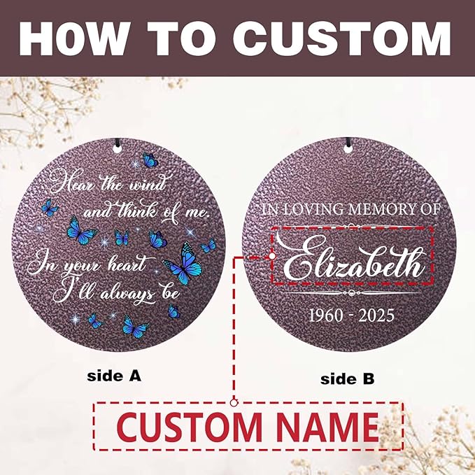 ASTARIN Memorial Butterfly Deep Tone Wind Chimes Personalized, Sympathy Remembrance Gifts for Loss of Mom Dad, Bereavement Gifts for Condolence Funeral, Garden Decoration-Ruum Studio Home